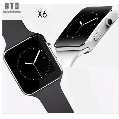 China Independent 2G & SIM Card Support SIM TF Card Camera Devices Smartwatch dz09 x6 Mobile Cell Phones for sale