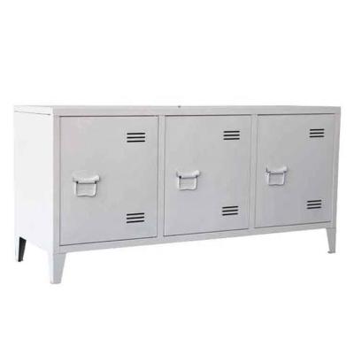 China Knock Down Home Furniture 3 Doors Metal Cabinet Corner TV Storage White Cabinet Design for sale