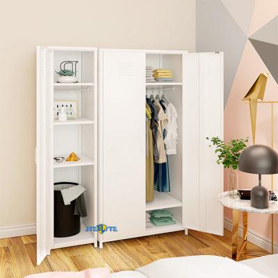 China Knocked down home furniture design with price list almirah steel wardrobe with lock for sale