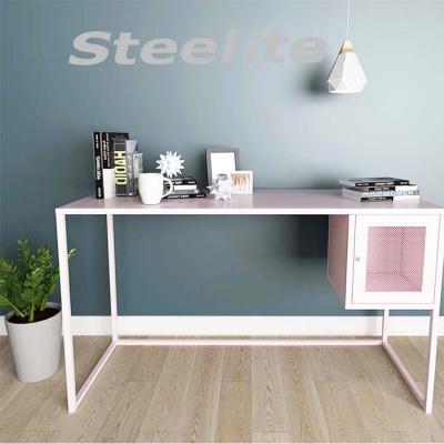 China Knock Down Simple And Fashionable Makeup Desk Pink Bedroom Table Office Household Laptop Steel Table for sale