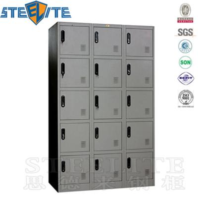 China Storage in environmental friendly and modern style second hand college locker cabinet 15 doors steel lockers for sale