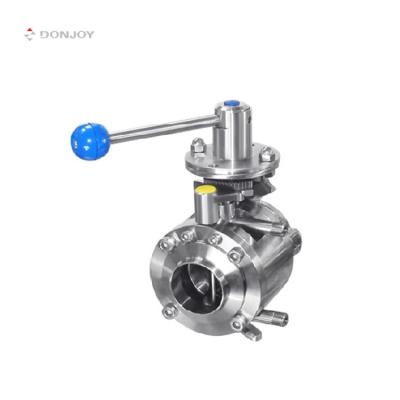 China Type-B Daily Stainless Steel Butterfly Beer Drug Juice Water Sanitary Detergent DONJOY Manual Valve Double Seat Mixproof for sale