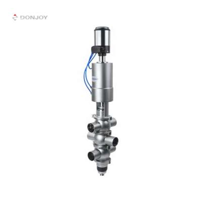 China DONJOY Food Grade General Hygienic Pneumatic Sanitary Mixing Proof Divert Double Seat Valve With Above C For Fluid Flow Control for sale