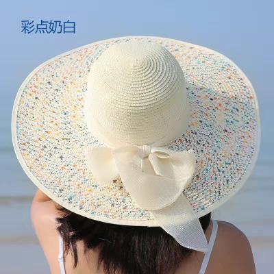 China Summer Seaside Sun Beach Sun Hat Foldable Character Women Travel Straw Hat Big Brim Wholesale Straw Beach Floppy Hats for sale