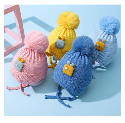 China Super Cute Boy Knitted Hat Baby Girl Wool Hat Pure Custom COMMON COMMON Autumn Winter Newborn Baby Hats Cotton for sale