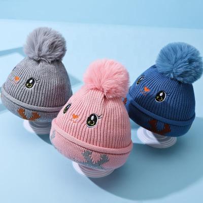 China Newborn Baby Beanie Hat Thickened Autumn Winter Beanie POMPOM Warm Hat COMMON COMMON for sale