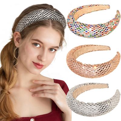 China 2021new Popular Girl's Wholesale Luxury Baroque Headscarf Shiny Colorful Rhinestone Headband Headdress for sale