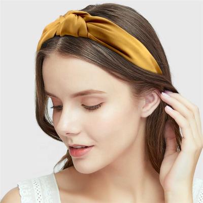 China New popular popular solid color satin knotted European American women's hair bands wide circle bundle edge wide headband wholesale for sale