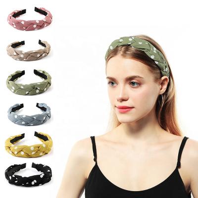 China Korean Popular Popular Art Cross Braided Dot Wide Cloth Hair Band Ornaments - wholesale Female Bordered Hair Ornament Headband Hair Band Beautiful for sale