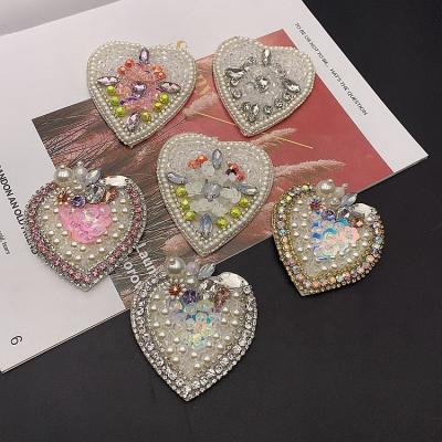 China Wholesale Fashionable Embroidered Sequined Beaded Applique Crystal Glass Beads Patches Beaded Patch Badges for sale