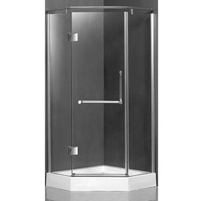 China Manhattan Style Shower Room Frameless Design Hidden Hinge Pentagon Shower Enclosure for sale