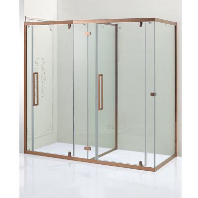 China With Sight Ideas Double Frame Rose Gold Large Hinge Outdoor Shower Enclosure for sale