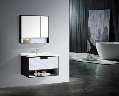 China Mordern Melanine Board Mirror Bathroom Cabinet With Floating Basin Cabinets for sale