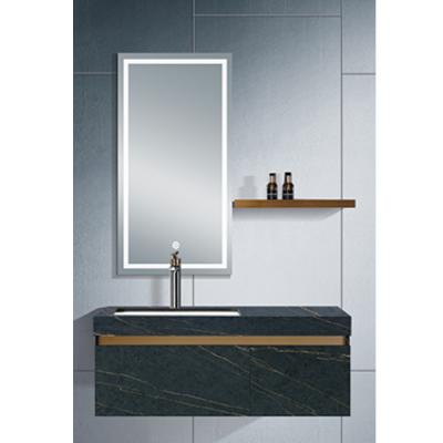 China Luxury European Modern Simple Marble Led Bathroom Vanity Wash Basin Mirror Cabinet for sale