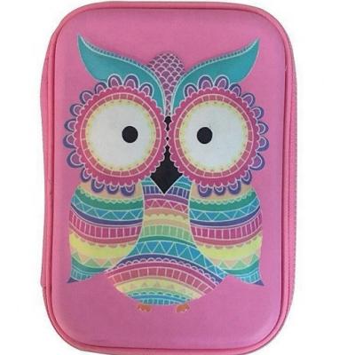 China Large Capacity Eco-friendly With Compartment Hardtop Bubble Owl Design EVA School PU Pencil Case For Kids for sale