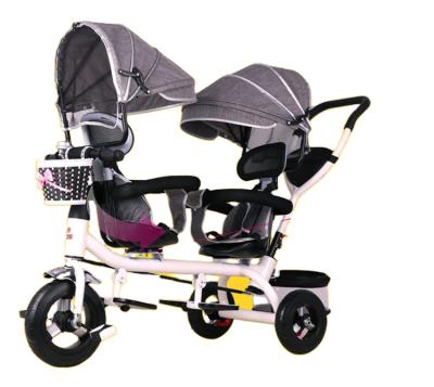 China 2021 Hot Sale 2021 Twin Seat Baby Tricycle Baby Stroller /Double Seat Ride On Baby Tricycle For Kids for sale