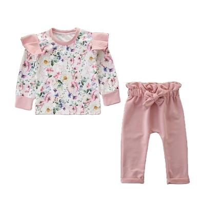 China Wholesale Casual American Girls Boutique Baby Clothing Floral Long Sleeve Full Match Pant Sets for sale