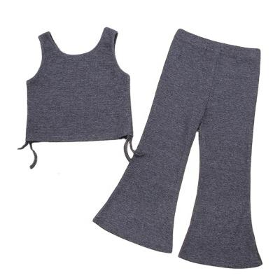 China Kids Casual Spring Summer Clothes Suit Bell Bottom Legging Match Tank Tops Sleeveless Girls Clothing Sets for sale