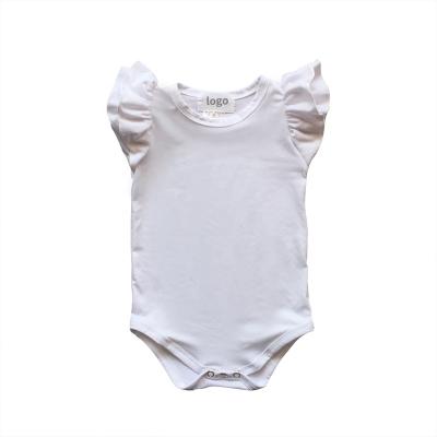 China Wholesale Good Quality Pure White Spandex/Cotton Infant Girls Rompers Float Sleeves Summer Baby Rompers for sale