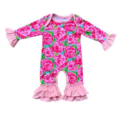 China 2019 Polyester/Cotton Long Sleeve Ruffle Long Sleeve Infants Overalls Christmas Floral Baby Romper Hot Boutique Clothing Babies for sale