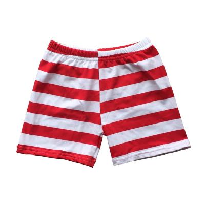 China Cotton Sustainable Fashionable Knitted Kids Clothes Wholesale Red Stripe Boy Shorts for sale