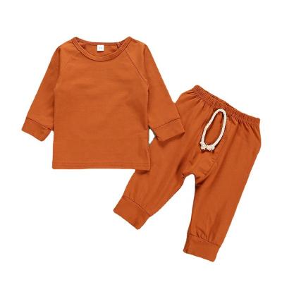 China RTS 6 Colors Toddler Plain Cotton Casual Tracksuit Kids Long Sleeves Fall Clothes Boys Pajamas 2 Piece Sets for sale