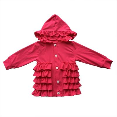 China Wholesale Winter Viable Outdoor Babies Hooded Clothing Coat Toddler Jacket Ruffle Long Sleeves Children's Hoodie Jackets for sale