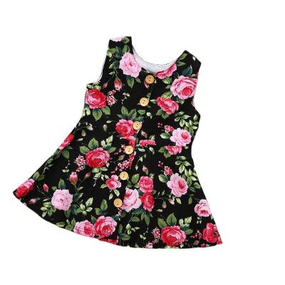 China Wholesale Breathable Kids Clothes Summer Baby Flowers Printed Skirt Girls Boutique One-Piece Sleeveless Dresses for sale