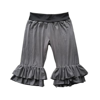 China Newest Sustainable Adult Clothes Wholesale Ladies Yoga Double Ruffles Capri Pants for sale