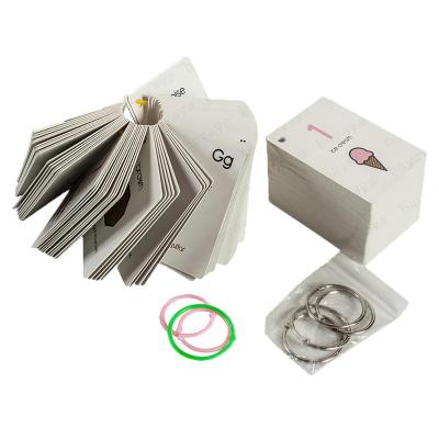 China Entertainment Custom Learning Flash Card With Metal Ring for sale