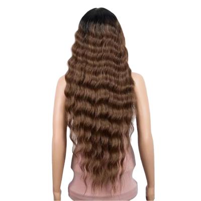 China European and American long curly water silky straight wave women's wig wavy waves can select chemical fiber wig cover for sale