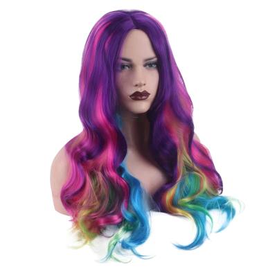 China Multicolor Harajuku C Wave Anime Wig Silky Straight Gradient Color Wig Popular In Europe And The United States Amazon for sale