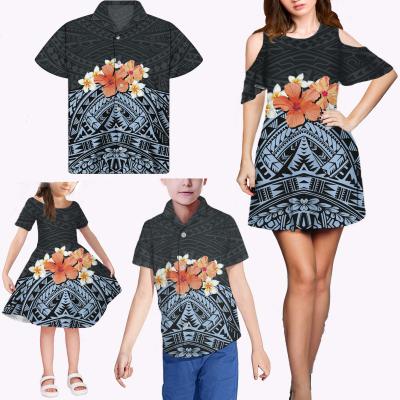 China 2021 Tribal Printed Anti-Static Polynesia Samoa Family Clothes Sets Cheap Family Matching Sets Parent And Child Family Summer Clothing Set for sale