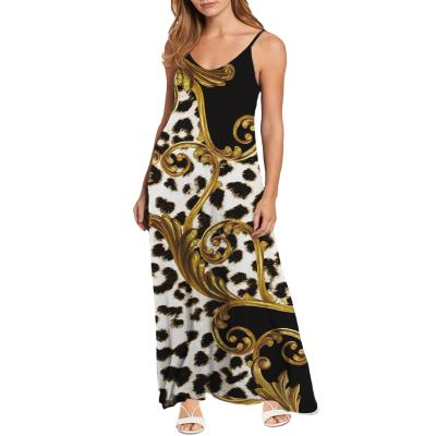 China Maxi Dresses Women Summer Luxury Anti-static Gold Design Loose Style Europe Plus Size Women Maxi Dresses Summer Maxi Dress for sale