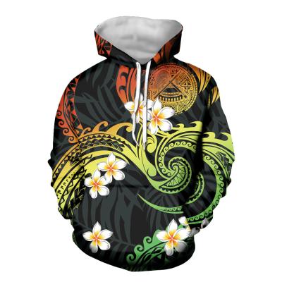 China Anti-Wrinkle Hawaii Plumeria Print Sweater For Women Vintage Polynesian Tribal Style Custom Hooded Oversized Women's Hoodies for sale