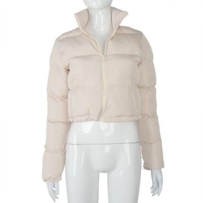 China New Anti-wrinkle Women Winter Faux Down Stripper Jacket Solid Warm Bubble Coat for sale