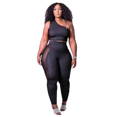 China Wholesale Ladies 2 PCS Anti-wrinkle Teams Patchwork Vest Long Pants Plus Size Summer Women Two Piece Set for sale