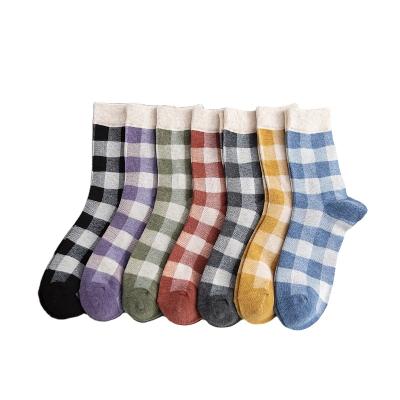 China New QUICK-DRY grid university in the fall and winter of 2021 the new wind Ms. stocking socks in the Japanese CIA street trend of cotton socks for sale