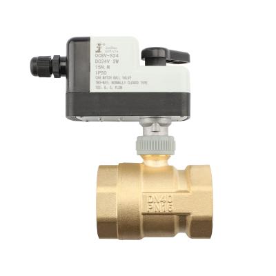 China Home kitchen DN40 1-1/2in two way electric ball valve equipped with special electric actuator DC12V DC24V for sale