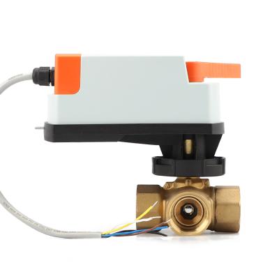 China DN25 3way Kitchen Electric Trigger Ball Valves Home Valve With Analog Trigger Quantity 0-10V for sale