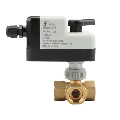 China Home Kitchen 1/2 Inch DN15 Three Way Ball Valve Equipped With DC12V DC24V Electric Actuator for sale