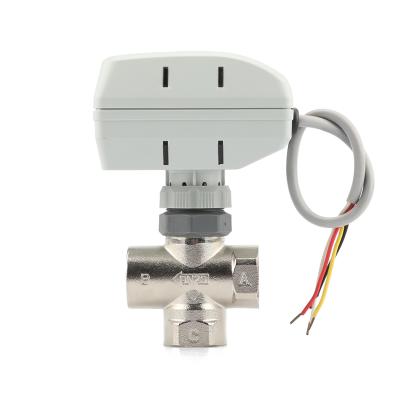 China Chinese factory direct sales DN20 underfloor heating three way stop valve with analog electric actuator for sale