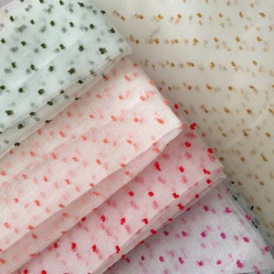 China Jacquard Organza Bubble Cotton Seersucker Dot Pattern Jacquard Weave Dress Garment Voile Band Curtain Wedding Fabric for sale