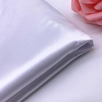 China White Shiny 120gsm Polyester Satin Wedding Dress Fabric Tear-Resistant for sale