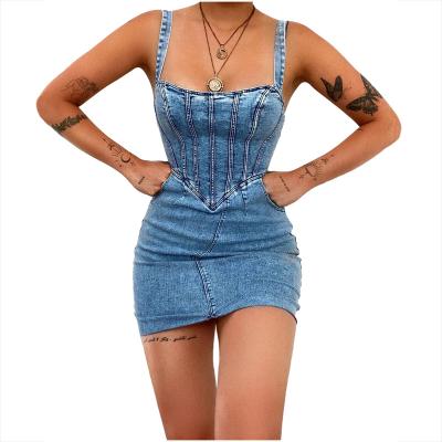 China Items Breathable Wholesale Denim Summer Dress Women 2022 New Arrivals Sleeveless Short Long Dress Sportswear for sale