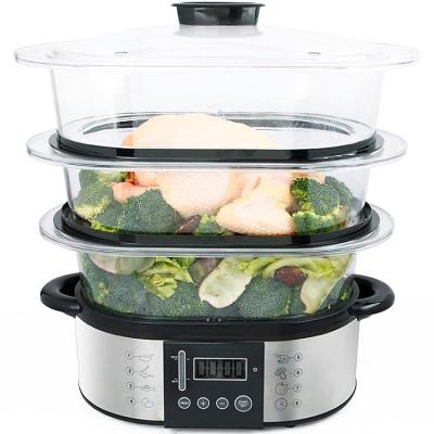 China Auto Off Electric 3 Layer Digital Food Steamer Collapsible Food Steamers With Timer for sale