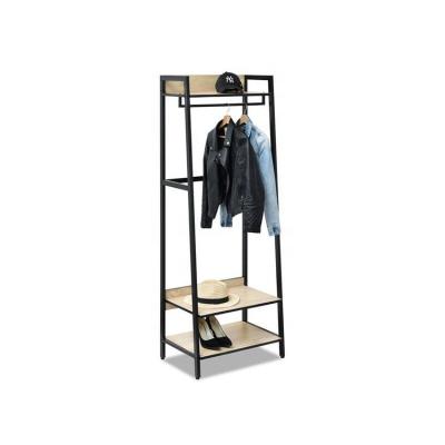 China Rustic Rac Furniture Modern Design Metal Frame Sturdy Elegant Wooden Coat Rack Rac Brown for sale