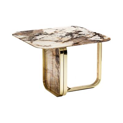 China Stainless steel adjustable luxury marble top side table small table(other) for living room bed room nova for sale