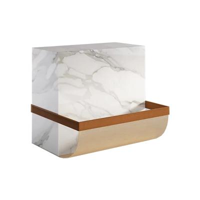 China Customizable Italian Luxury Furniture Nature White Marble Top Modern Side Table for sale