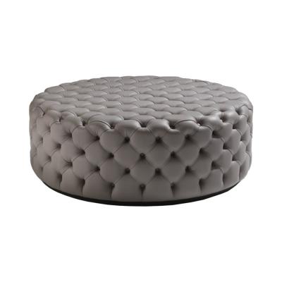 China Luxury Round Ottoman Coffee Stool Sofa Footrest Pedal Velvet Fabric Adorned Change Shoes Sneak To Live Alcide Chair for sale